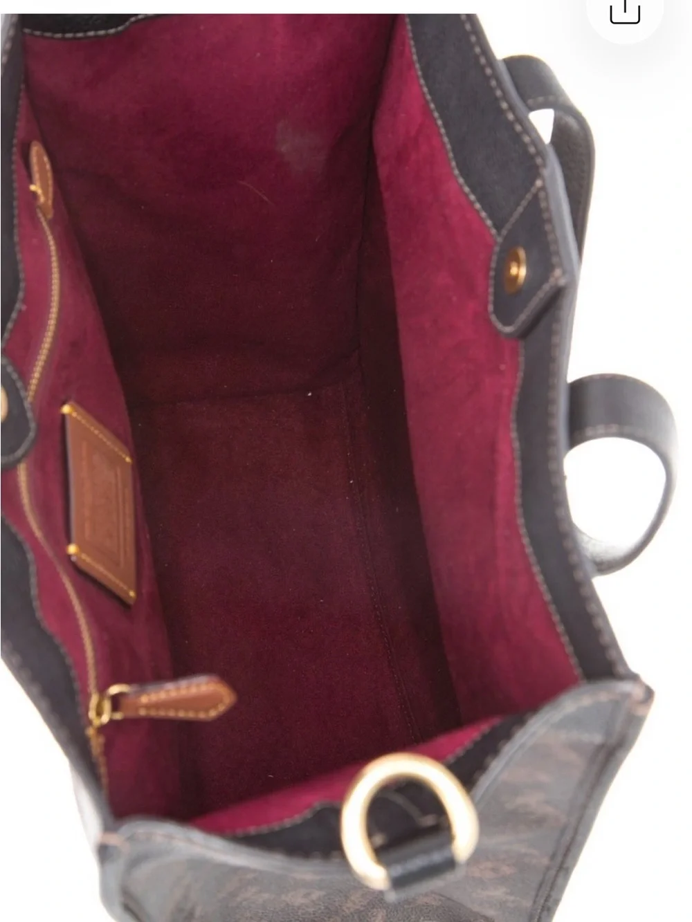 Coach Signature Canvas Tote with Burgundy-Trim Adjustable Strap